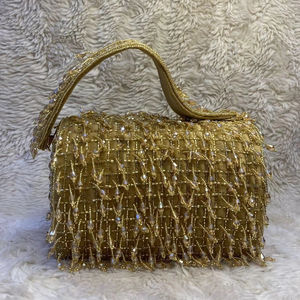 Women's Handcrafted Ethnic Wedding Embroidered <b>Bead</b> Clutch Handmade <b>Purse</b> Bag Bridal Clutch Gift Bag - Product Image 2