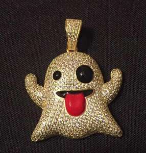 Colgante de Moissanita Chapado en Oro con Diseño de Fantasma Adorable Estilo Dibujos Animados para Hombre Hip Hop - Product Image 1