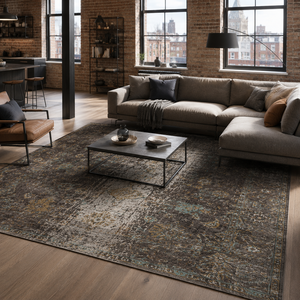 Netline Home Strong Linework Taupe Modern Washable <b>Rug</b> - Product Image 3