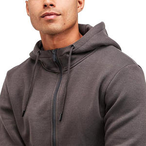 Top vente hommes à manches longues fermeture éclair survêtements 2 pièces à capuche et piste Joggers pantalons ensembles couleur unie à capuche veste hommes - Product Image 4