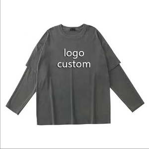 T-shirt à manches longues pour homme, double couche en polyester/coton, tricoté, de haute qualité, avec logo personnalisé, style vintage, anti-plis, collection 2026 - Product Image 2