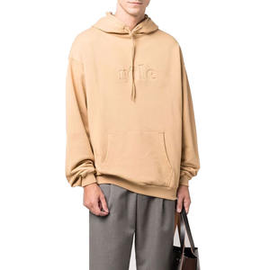 Sweat à capuche pour homme en molleton polaire 100% coton, 400 g/m², surdimensionné, avec logo personnalisé en relief, pour l'hiver, taille plus - Product Image 1