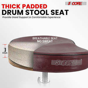 5 Core Drum Throne 4 <b>Padded</b> Guitar <b>Stool</b> Drummer Chair Adjustable Musician Seat - Product Image 2