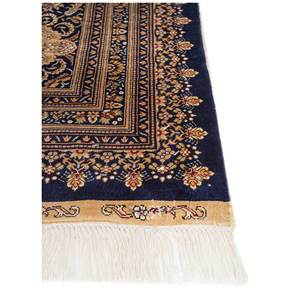 Tapis en soie noué à la main Gulmarg bleu avec motif médaillon pour usage domestique - Pae-6383 - Product Image 4