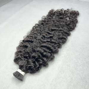 2024 Venta Flash Cabello humano vietnamita de alta calidad Puntas de queratina rizadas sedosas Color natural Extensiones de cabello ITip - Product Image 3