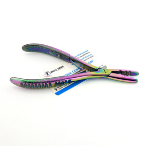 Gran oferta de herramientas de extensión de cabello, alicates de prensado de microeslabones, herramientas de estilismo para extensiones de cabello de 2 orificios, acero inoxidable, color arcoíris - Product Image 2