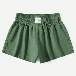 Shorts d'échauffement décontractés taille haute pour femme, nouvelle collection été, écologiques, couleur unie, délavés, personnalisables - Product Image 1