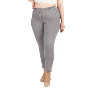 Celana panjang ukuran Plus wanita, celana panjang Jeans Legging pinggang tinggi elastis ukuran ekstra besar dibuat di Turki