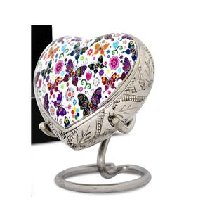 Urna de recuerdo de corazón de mariposa para cenizas humanas-Urna pequeña multicolor con soporte y caja-Urna de mariposa para cenizas-Honor Your - Product Image 3