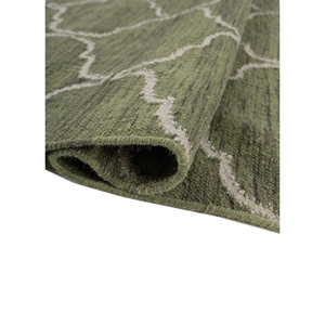 พรมอินดัสบาร์ คลาสสิค กรีน แฟลตวีฟ วูล วิสโคส สำหรับบ้าน รุ่น ADWV-13013 สำหรับวัยรุ่น รูปทรงสี่เหลี่ยมผืนผ้า ลายทางเดิน หนา 10 มม. สำหรับห้องนั่งเล่น - Product Image 2