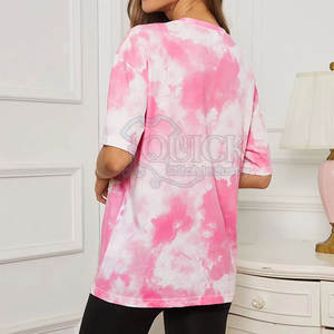 Camisetas con tinte de corbata para mujer, servicio OEM, logotipo y diseño personalizados, verano, transpirables, ecológicas, de alta calidad - Product Image 4