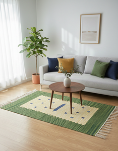 Tapis en coton tissé à la main, fantaisie, en peluche, avec revers réversible, lavable en machine, motif moderne, pour la maison, les voyages et l'exercice - Product Image 1