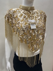 Accesorio de moda nuevo pesado bordado hecho a mano cuentas lentejuelas trabajo bufanda estola Vestido Mujer señoras mejor boda fiesta de cumpleaños - Product Image 5