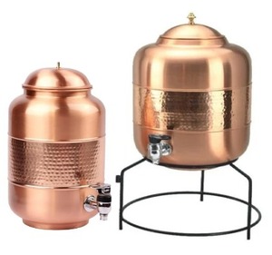Refresh Your Space with 3.5 LTR Half-Hammered Copper Tank Pure Copper 3.5 LTR Water Tank <b>Charm</b> Plastic Drinkware - Product Image 1