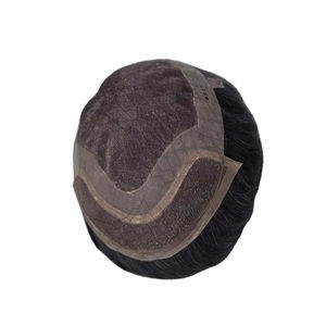 Perruque en cheveux humains à dentelle frontale mono, cheveux chinois vierges Remy, patchs de cheveux, lisses crépus, vague profonde, 1b+gris - Product Image 1