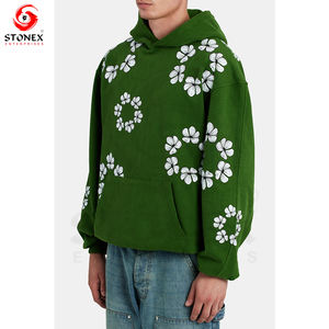 เสื้อฮู้ดผู้ชายภาพกราฟิกโอเวอร์ไซส์ผ้าฝ้ายพลอยเทียม - Product Image 6