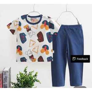 Multi-ours blancs avec demi-manches imprimées bleues Vêtements de nuit pour enfants et tout-petits (CN-KPS-037) - Product Image 1