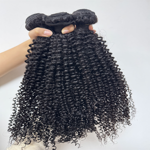 Best Selling Wholesale Cheap Virgin Mink Afro Kinky <strong>Curly</strong> 100% Human Hair <strong>4b</strong> Double Drawn Thick Ends Machine Double Weft Bundles - Product Image 5