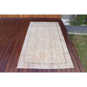 Tapis turc vintage 3,7x6,6 pi (114x200 cm), tapis patchwork gris - Product Image 1