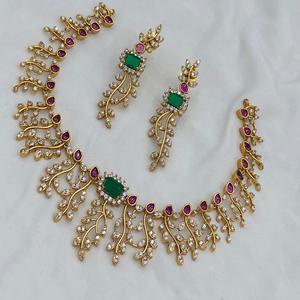 สร้อยคอหิน CZ เคลือบเงาคุณภาพระดับพรีเมี่ยมสำหรับเจ้าสาวสร้อยคอและต่างหูสำหรับผู้หญิงของขวัญแต่งงาน - Product Image 1