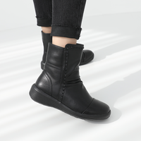 [JSHOE] Sepatu Boots Pendek Kulit Sapi Asli Korea untuk Musim Gugur, Hak 4cm, Ritsleting Samping, Lapisan Bulu Hangat, Sol Lembut, Detail Jahitan