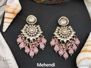 Kundan bijoux inde Mehendi polonais Designer accessoires femmes belle fantaisie Style Kundan ensemble de boucles d'oreilles - Product Image 4