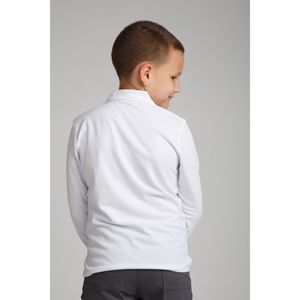 Collo a Polo manica lunga cotone bianco pettinato - Product Image 3