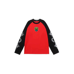 Camiseta personalizada de alta calidad para hombre, manga larga, cuello redondo, manga raglán, 100% algodón, transpirable, de secado rápido, informal, 180g - Product Image 1