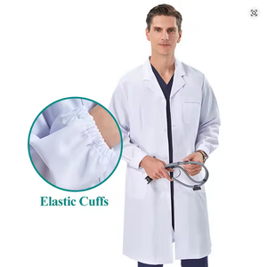 Blouse de laboratoire blanche de base personnalisable de longueur régulière pour hommes et femmes comme uniformes d'hôpital - Product Image 5