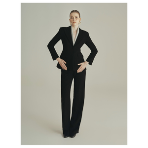 Blazer Tipo Sastre y Pantalones a la Medida para Mujer en Negro Elegancia de Negocios para Damas Material de Poliéster / Algodón de Alta Calidad - Product Image 3