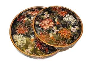 Plateau de service en MDF rond fait à la main avec finition brillante Impression numérique Émail Caractéristique Artisanat Technologie pour la cuisine Décoration intérieure - Product Image 5