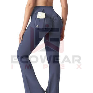 Leggings évasés taille haute avec poches pour femmes, effet push-up, respirants, pour le sport, la gym, le yoga, toutes les couleurs et tailles disponibles - Product Image 6