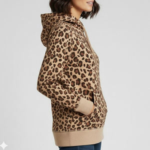 Sweat à capuche ample à épaules tombantes pour femmes, imprimé léopard, nouveau design tendance 2026, sweat à capuche pour femmes - Product Image 5