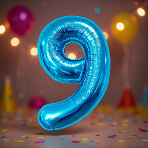 Palloncini Numero Party Love Blu N9 45cm Confezione da 12 pezzi - Product Image 3