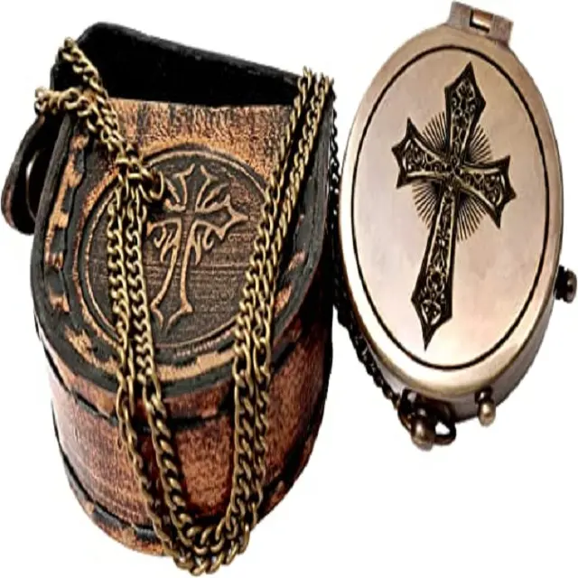 New Design Nautical Brass Compass with Scripture Joshua is Engraved, Brass Compass With Leather Case
