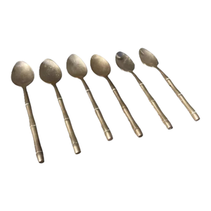 Cuillère en laiton de haute qualité manche en bambou ustensiles de cuisine restauration couverts décoratifs cuillères pour ustensiles de cuisine bas prix - Product Image 1