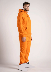 Vêtement de sport décontracté sur mesure en gros, jogging orange fluo, survêtement en molleton de coton écologique, sweat-shirt et pantalon de survêtement unisexe 2 - Product Image 2