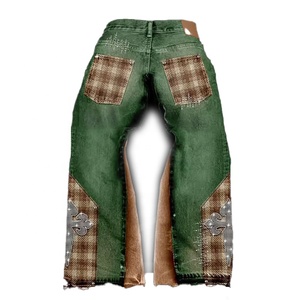 Conjunto de Chaqueta Vaquera y Jeans Acampanados Personalizados 2026 para Hombre, Estilo Urbano Vintage con Parches y Estampado, Cintura Media, Corte Regular, Bordado de Invierno - Product Image 6
