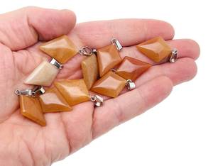 Colgante de piedras preciosas geométricas triangulares de Aventurina naranja, colgante de la suerte de Plata de Ley 925 de cristal Natural para mujer, joyería DIY - Product Image 2
