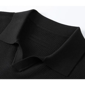 2025 100% coton Minglu mûrier soie tricoté été hommes polos luxe à manches courtes couleur unie affaires décontracté coton - Product Image 4