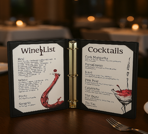 Cubierta de Menú de Cuero PU, Carpeta de Bebidas de Doble Pliegue, Estilo Libro, Porta Lista de Vinos y Cócteles para Hotel, Restaurante, Bar - Product Image 3