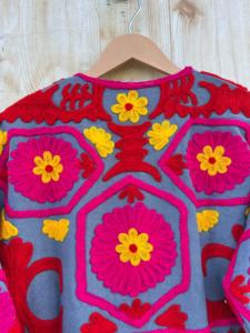 Suzani เสื้อโค้ทเปิดด้านหน้าสำหรับผู้หญิงเสื้อโค้ทผ้าฝ้ายสีชมพูอินเดียแบบถักระบายอากาศได้มีกระดุมถักแบบลำลอง - Product Image 2