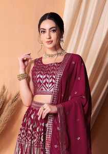 Designer Party Wear Lehenga Choli With <b>Sequins</b> & Thread Embroidery Work - Product Image 5