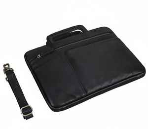 Maletín de Mensajero para Portátil, de Cuero Genuino Negro, Estilo Vintage, Delgado, Ligero, de Lujo, para Negocios, con Asa Retráctil - Product Image 4