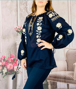 Vestido de fiesta de manga larga bordada para mujer, blusa de estilo ucraniano de diseñador a la moda - Product Image 4