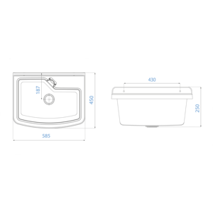 Lavello da Cucina Mongardi Vela Line 60L Multiuso, Montaggio a Parete, Resistente agli Acidi, per Uso Interno ed Esterno, con Rubinetto a Foro Singolo - Product Image 2