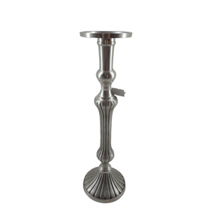 Home Decoration Set of 2 Aluminum Candle Pillar Holder Brown Wood Candle Stand for Wedding Decoration Handmade - Product Image 3