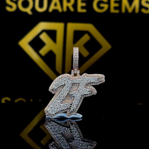 Pendentif Hip Hop personnalisé avec lettre, Pendentif lettre, Pendentif Hip Hop pour homme avec lettre en moissanite, Bijoux Hip Hop Ice Out, Pendentif bicolore - Product Image 1