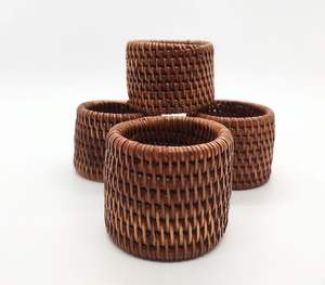 Accessoires de cuisine, anneau de serviette de Table de mariage tissé en rotin naturel personnalisé de luxe - Product Image 4