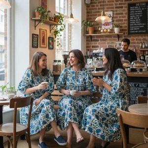 Vestido largo floral de verano de algodón hecho a mano para bodas y festivales, top bohemio con estampado de bloques de algodón, fabricante mayorista - Product Image 5